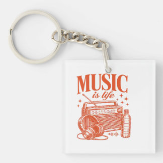 Music Is Life Vintage Design Schlüsselanhänger