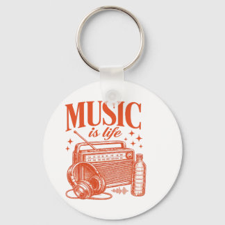 Music Is Life Vintage Design Schlüsselanhänger