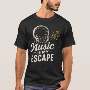 🎧 Music is my Escape - Vintage Kopfhörer und Musi T-Shirt
