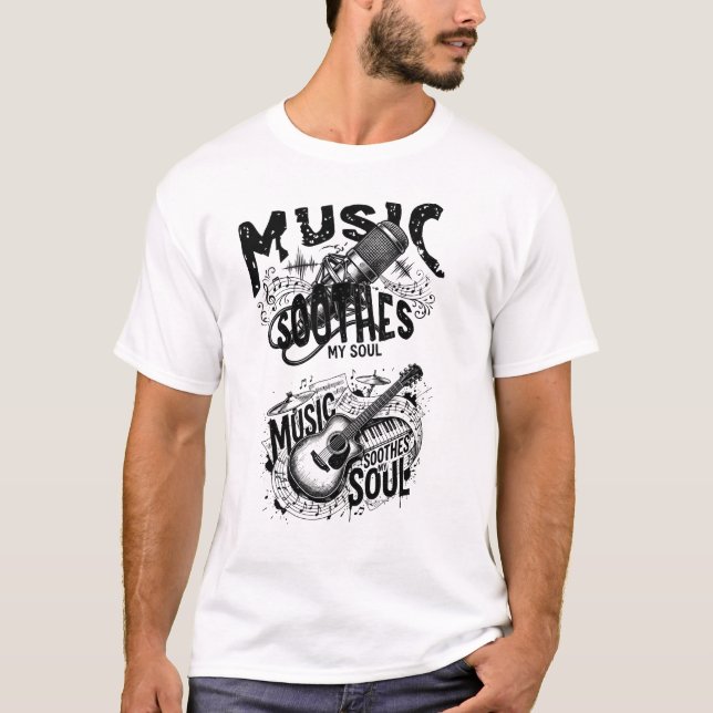 Music Is My Soul – Dark Grunge Music Lover Design T-Shirt (Vorderseite)