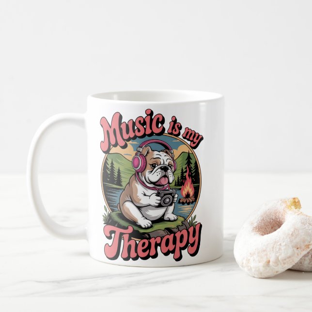 Music Is My Therapy Ceramic Mug Kaffeetasse (Mit Donut)