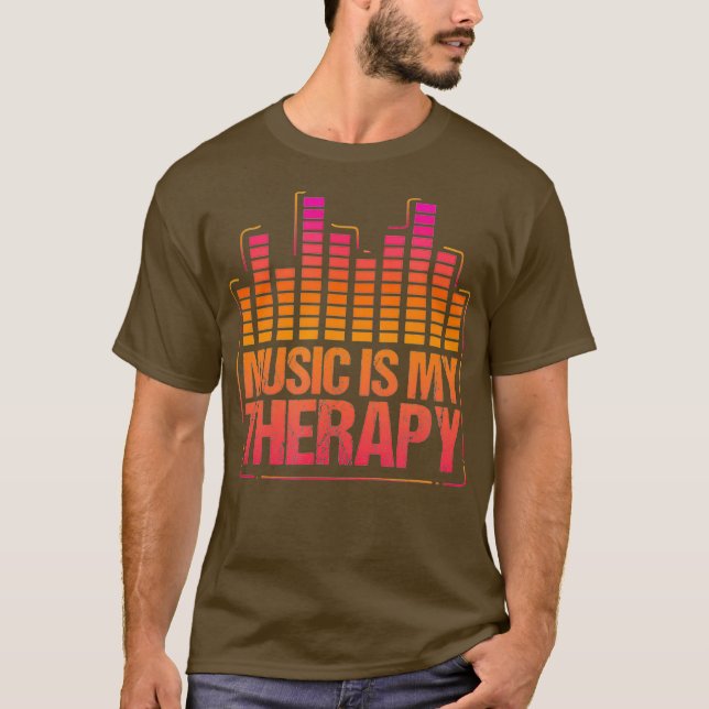 Music Is My Therapy Equalizer DJ Disco Style T-Shirt (Vorderseite)