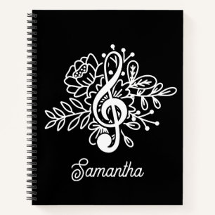 Music Journal Treble Clef Blume Musiker Notizbuch