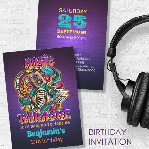 Music Karaoke graffiti style Geburtstagseinladung Einladung