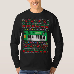 Music Keyboard Uggli Christmas Sweater Xmas Lights T-Shirt