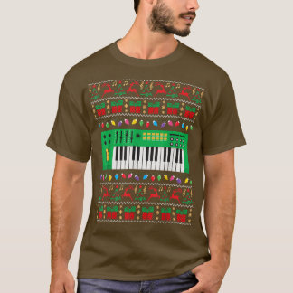 Music Keyboard Uggli Christmas Sweater Xmas Lights T-Shirt