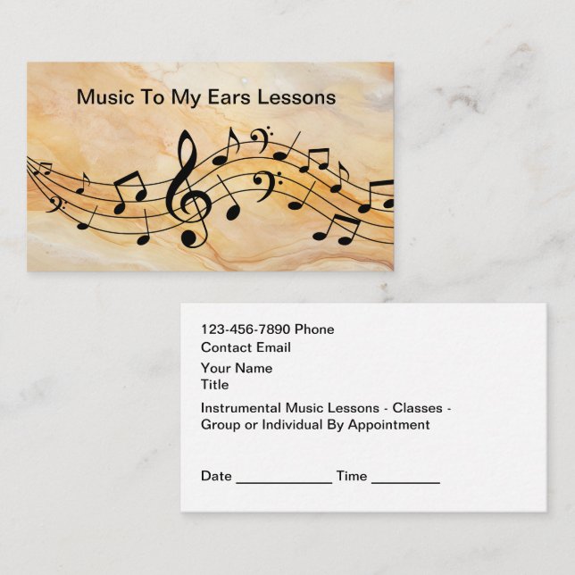 Music Lessons Appointment Reminder Cards Visitenkarte (Vorne/Hinten)