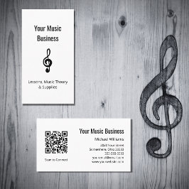 Music Lessons QR Code Simple Treble Clef Visitenkarte