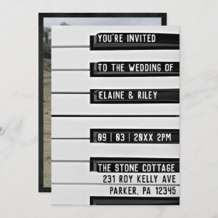 Music=Liebe Piano Keys Foto Hochzeit Einladung