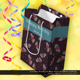 Music Lover Doodles Thema Geburtstagsparty Aquamar Mittlere Geschenktüte