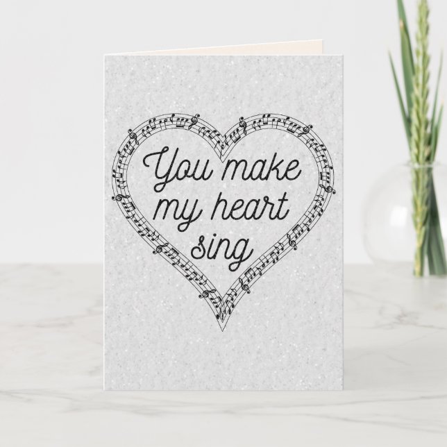 Music Lover Glitzer Valentine Card Karte (Vorderseite)