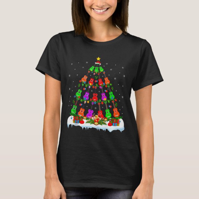 Music Lover Musical Ukulele Guitar Christmas Tree  T-Shirt (Vorderseite)