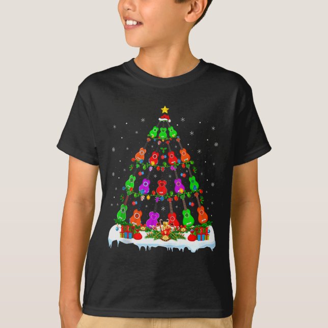 Music Lover Musical Ukulele Guitar Christmas Tree  T-Shirt (Vorderseite)