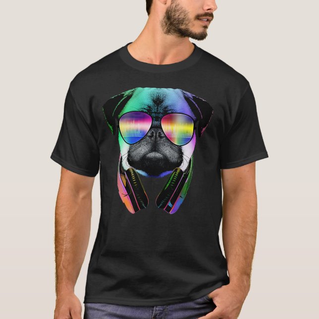 Music lover pug T-Shirt (Vorderseite)