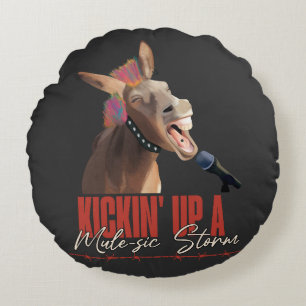 Music Lover Punny Rockstar Donkey Rundes Kissen