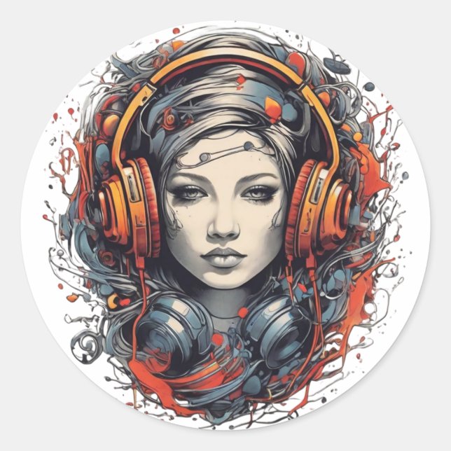 Music Lover Runder Aufkleber (Vorderseite)