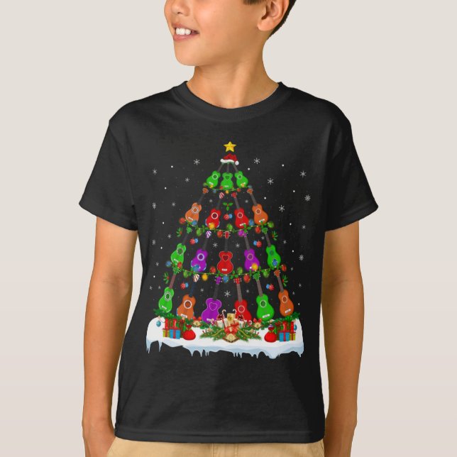 Music Lover Xmas Lights Musical Ukulele Christmas  T-Shirt (Vorderseite)