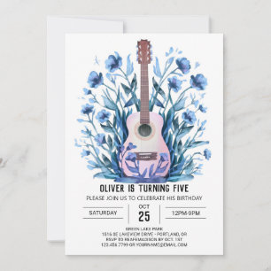 Music Magic Blue Guitar Boy Birthday Einladung