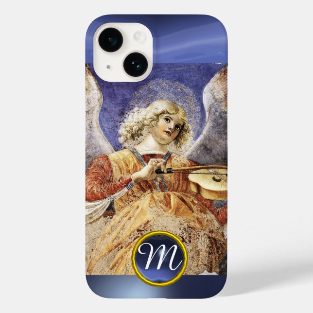 MUSIC MAKING ANGEL, Blue Saphir Monogramm Case-Mate iPhone Hülle (Rückseite)