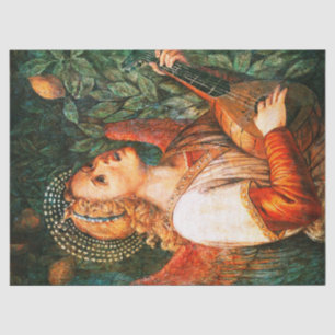 MUSIC MAKING CHRISTMAS ANGEL Mandolin Player Seidenpapier