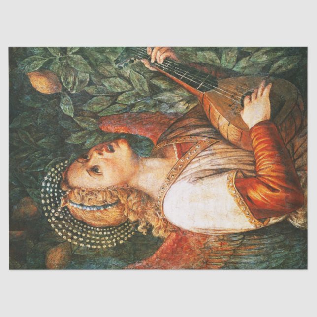 MUSIC MAKING CHRISTMAS ANGEL Mandolin Player Seidenpapier (Vorderseite)