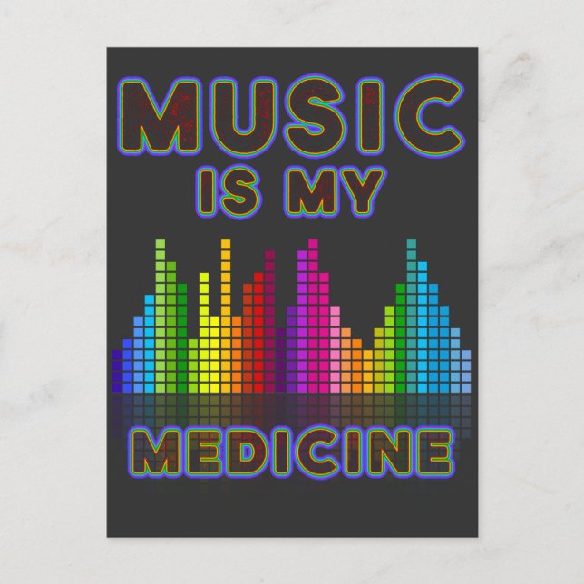 Music Medicine Colorful Equalizer DJ Bass Lover Postkarte (Vorderseite)