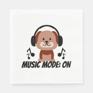 Music Mode ON - Chill Dog Cartoon Vibes Serviette