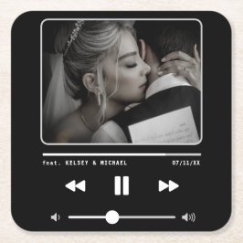 Music MP3 Player Wedding Black Rechteckiger Pappuntersetzer