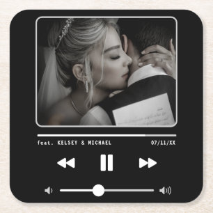 Music MP3 Player Wedding Black Rechteckiger Pappuntersetzer