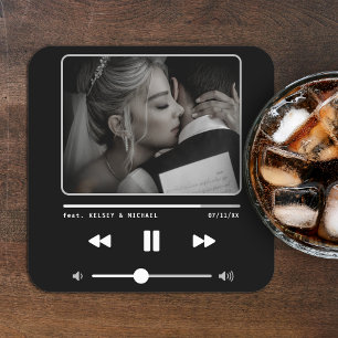 Music MP3 Player Wedding Black Rechteckiger Pappuntersetzer