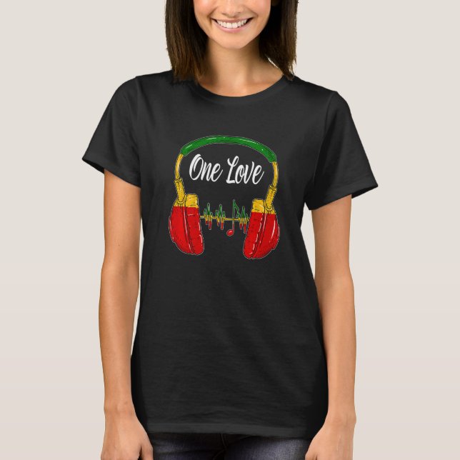 Music  Musician Reggae Music Rasta Jamaica One Lov T-Shirt (Vorderseite)