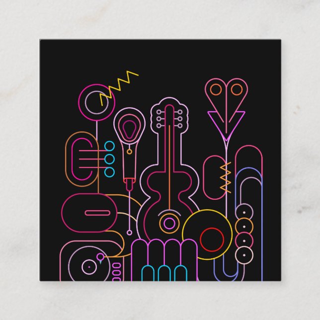 Music Neon Colors Design Quadratische Visitenkarte (Vorderseite)