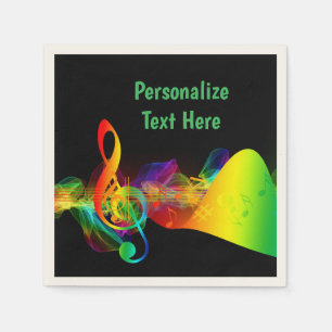 Music Neon Musical Notes Dance Party Personalisier Serviette