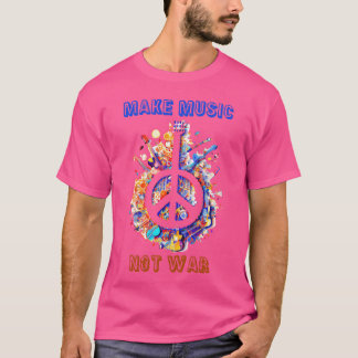Music Not War Music Lovers Hippie Peace vinta mach T-Shirt