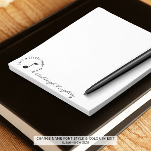 Music Note Script Name Black White Personalized Notizblock