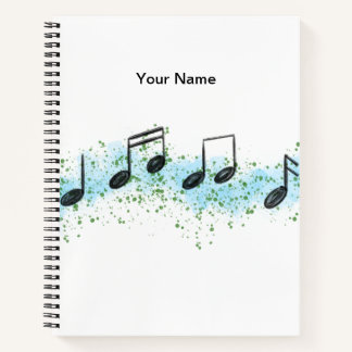Music Notes Abstract Art Notebook - Blue & Green Notizbuch