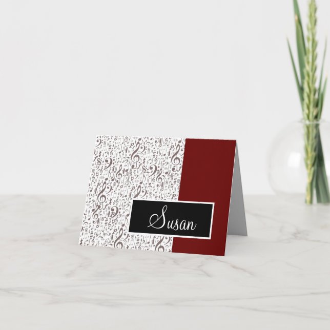 Music Notes Card with Name Karte (Vorderseite)