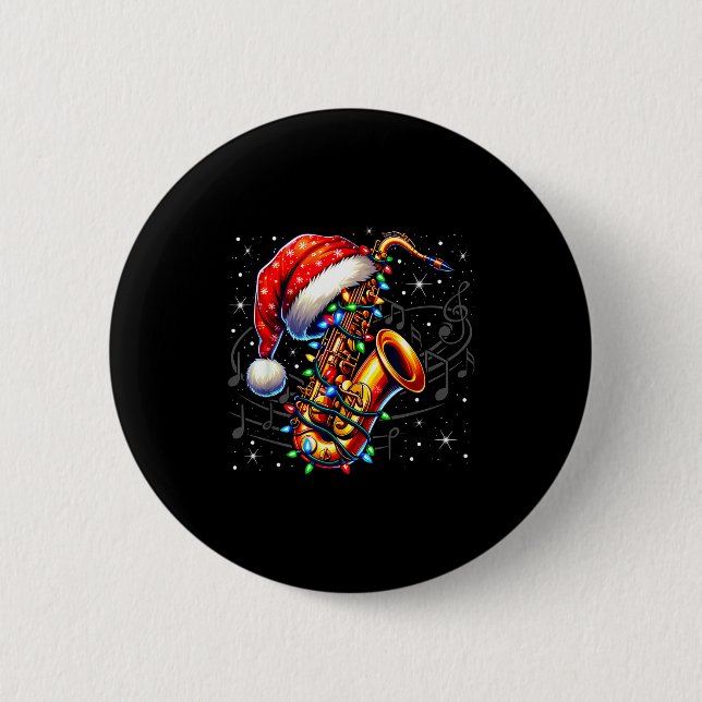 Music Notes Treble Clef Christmas Saxophone Jazz M Button (Vorderseite)