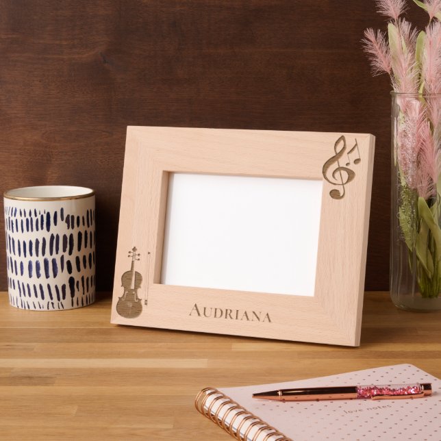 Music Notes Violin Personalized Geätzte Rahmen (Linke Ecke)