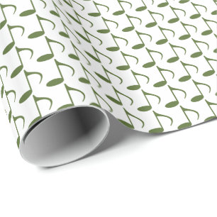 Music Olive Green Achte Noten zu White Geschenkpapier