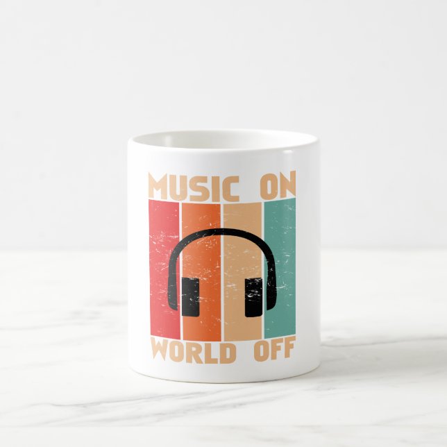 Music On World Off Coffee Mug Kaffeetasse (Mittel)