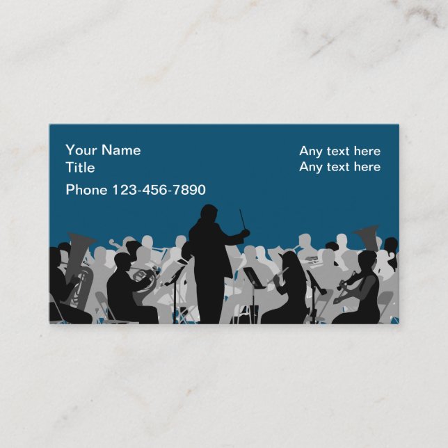 Music Orchestra Theme Business Cards  Visitenkarte (Vorderseite)