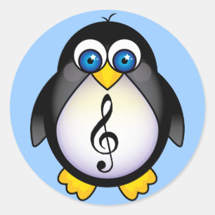 Music Penguin Treble Clef Runder Aufkleber