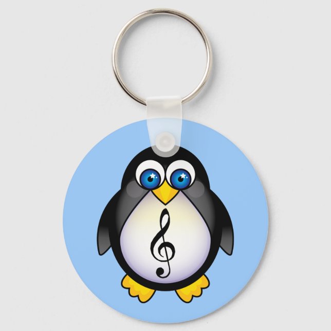 Music Penguin Treble Clef Schlüsselanhänger (Vorderseite)