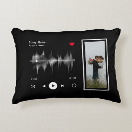 Music Player Artist und Song Personalisiert Black Dekokissen