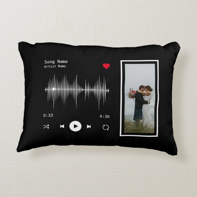Music Player Artist und Song Personalisiert Black Dekokissen (Rückseite)