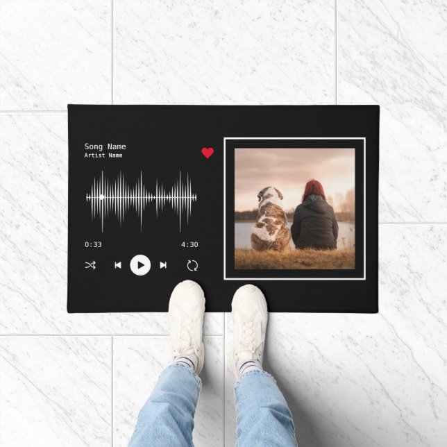 Music Player Artist und Song Personalisiert Black Fußmatte (Indoor)