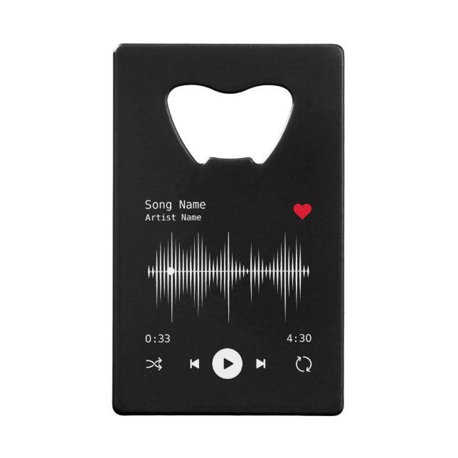 Music Player Artist und Song Personalisiert Black Geldbeutel Flaschenöffner (Vorderseite)