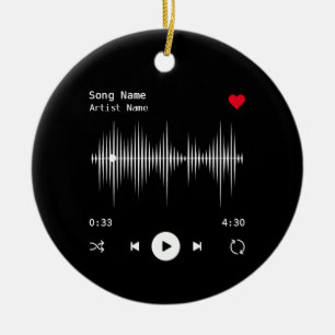 Music Player Artist und Song Personalisiert Black Keramik Ornament