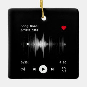 Music Player Artist und Song Personalisiert Black Keramikornament